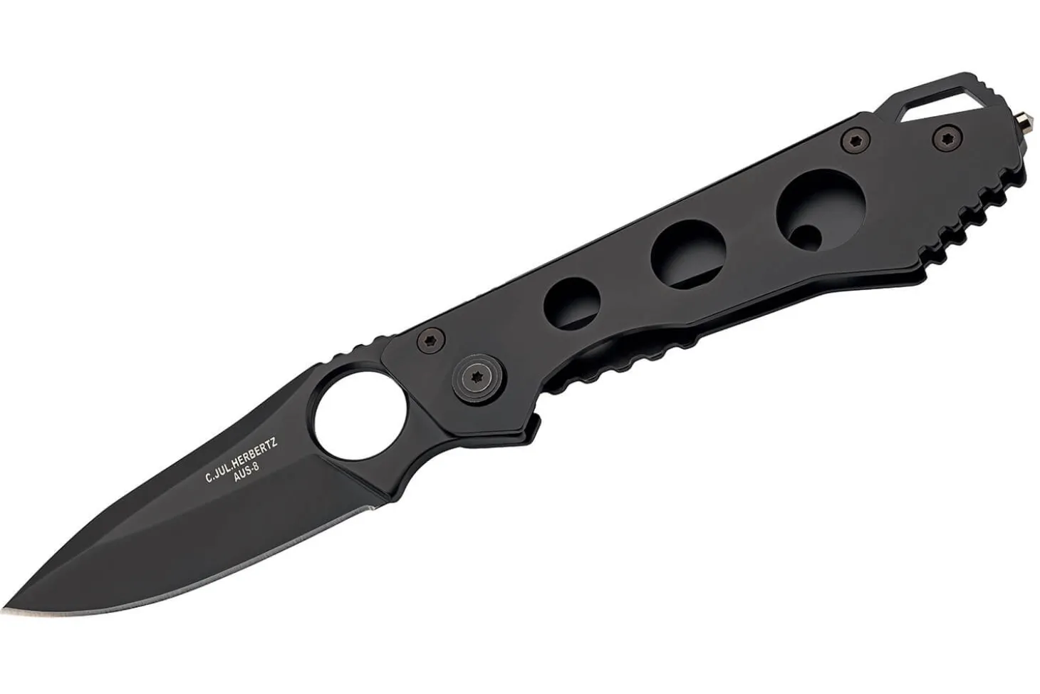 Couteau pliant Herbertz 587510 tout inox revêtement noir manche 10cm