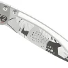 Couteau pliant K2 Elegance K2.24M manche inox décor monstera 11,5cm + étui suédine