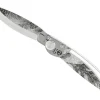 Couteau pliant K2 Elegance K2.23M manche inox décor pins 11,5cm + étui suédine