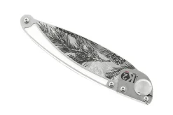 Couteau pliant K2 Elegance K2.23M manche inox décor pins 11,5cm + étui suédine