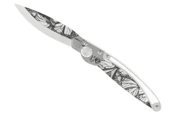 Couteau pliant K2 Elegance K2.21M manche inox décor papillon 11,5cm + étui suédine