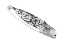 Couteau pliant K2 Elegance K2.21M manche inox décor papillon 11,5cm + étui suédine
