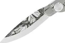 Couteau pliant K2 Elegance K2.21M manche inox décor papillon 11,5cm + étui suédine
