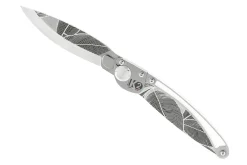 Couteau pliant K2 Elegance K2.19M manche inox décor tropical 11,5cm + étui suédine