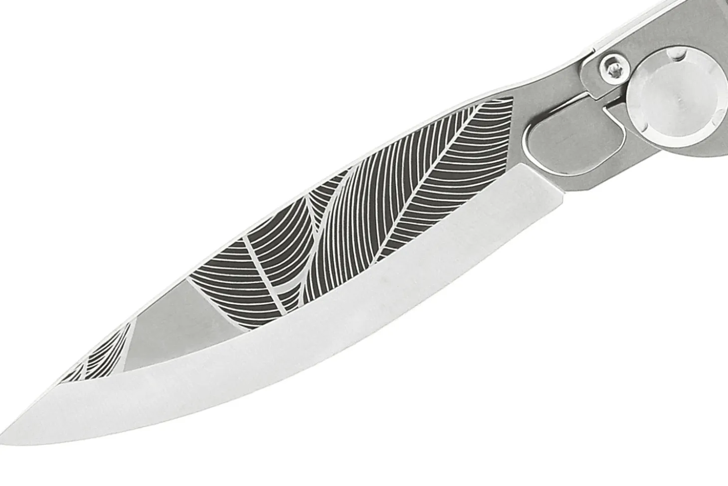 Couteau pliant K2 Elegance K2.19M manche inox décor tropical 11,5cm + étui suédine