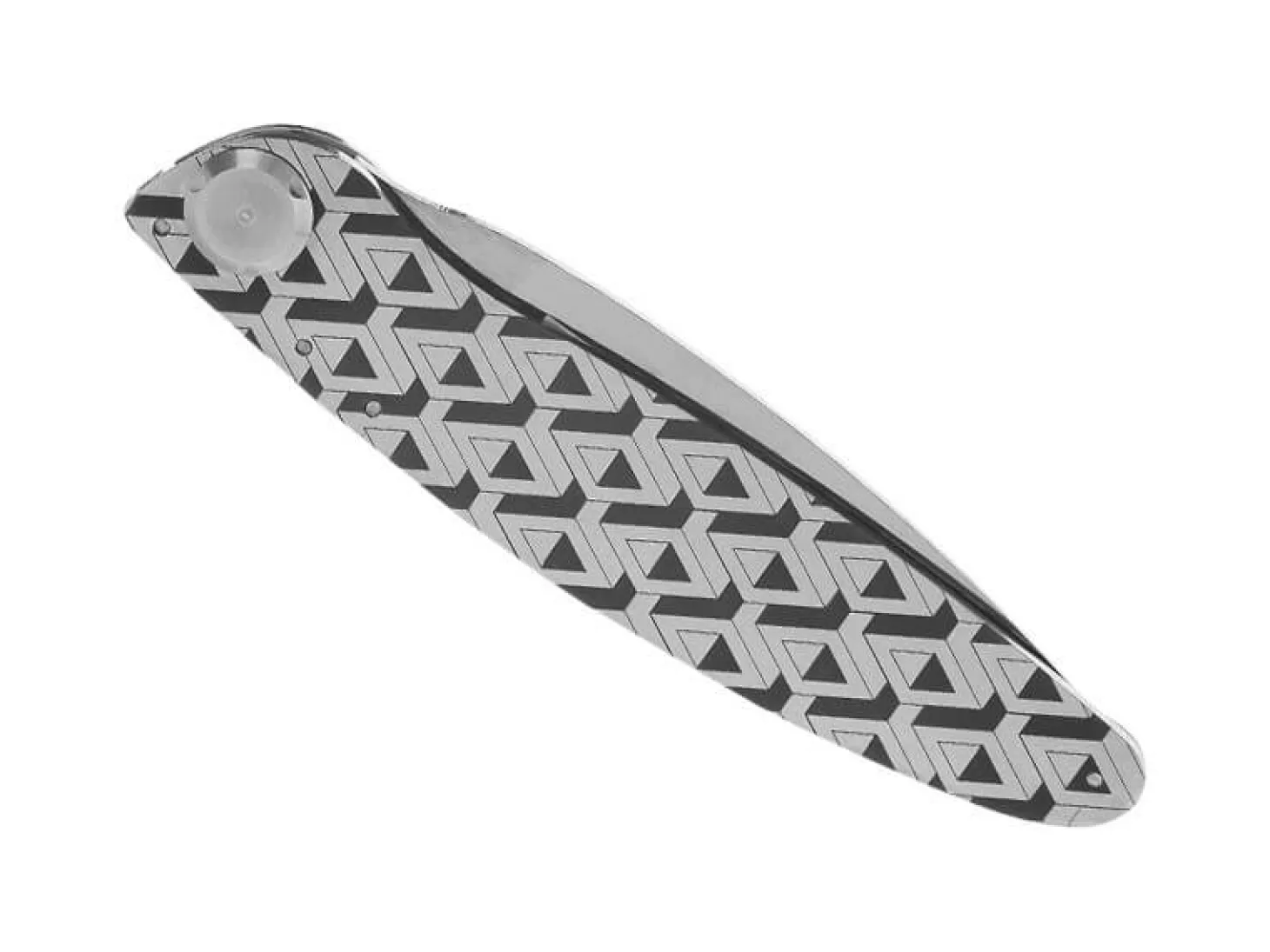 Couteau pliant K2.07M manche bois d'olivier et acier décor perspectives 11,5cm