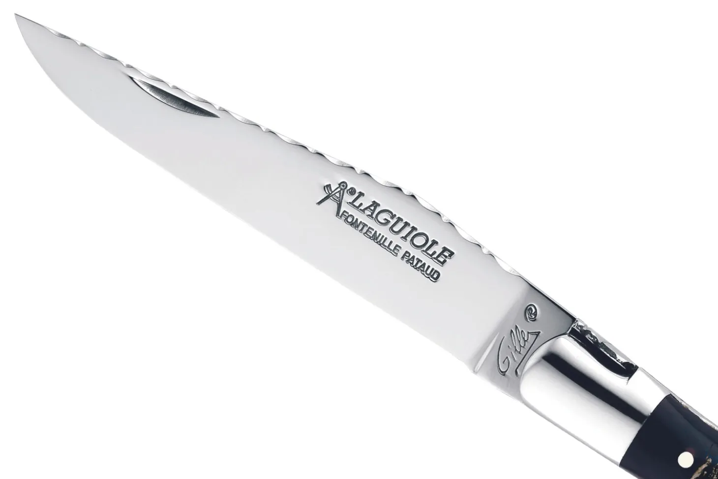 Couteau pliant Laguiole GILLES 8692 manche corne de buffle brute 12cm avec tire-bouchon