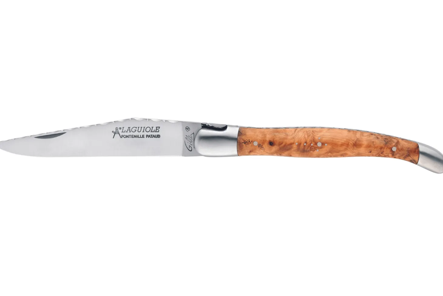 Couteau pliant Laguiole GILLES 5612 manche en genévrier 12cm avec mitre mate