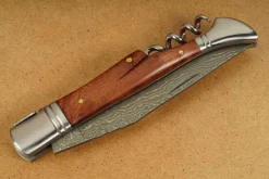 Couteau pliant Laguiole Herbertz 231712 lame damassée manche bois de cognassier 12cm + tire-bouchon