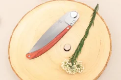 Couteau pliant Le Coq Français Tropical Red Heart artisanal manche bois rouge 11,5cm + étui