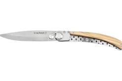 Couteau pliant Le Coq Français Louis XIV artisanal manche bois d'olivier 11,5cm + étui