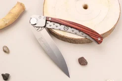 Couteau pliant Le Coq Français Napoléon Ier artisanal manche bois de violette 11,5cm + étui