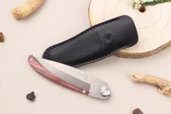 Couteau pliant Le Coq Français Vercingétorix artisanal manche bois de violette 11,5cm + étui