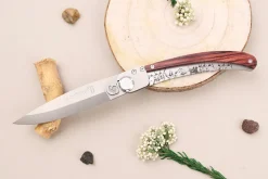 Couteau pliant Le Coq Français Vercingétorix artisanal manche bois de violette 11,5cm + étui