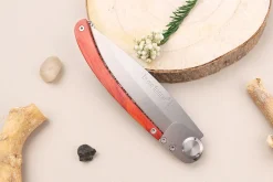Couteau pliant Le Coq Français Charlemagne Red Heart artisanal manche bois rouge 11,5cm + étui