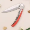 Couteau pliant Le Coq Français Notre Dame de Paris Red Heart artisanal manche bois rouge 11,5cm + étui
