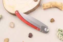 Couteau pliant Le Coq Français Notre Dame de Paris Red Heart artisanal manche bois rouge 11,5cm + étui