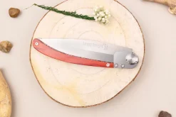 Couteau pliant Le Coq Français Tokyo Red Heart artisanal manche bois rouge 11,5cm + étui