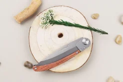 Couteau pliant Le Coq Français Forêt artisanal manche bois de violette 11,5cm + étui