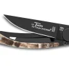 Couteau pliant Le Thiers Liner Lock Claude Dozorme acier noir corne de bélier 10,5cm