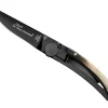 Couteau pliant Le Thiers Liner Lock Claude Dozorme acier noir corne claire 10,5cm