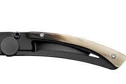 Couteau pliant Le Thiers Liner Lock Claude Dozorme acier noir corne claire 10,5cm