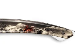 Couteau pliant Le Thiers Verrou Claude Dozorme manche mouche de pêche 12cm