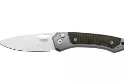 Couteau pliant LionSteel Twain TW-GYCVG manche 10,5cm en titanium gris et micarta vert
