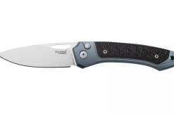 Couteau pliant LionSteel Twain TW-BLCF manche 10,5cm en titanium bleu et fibres de carbone
