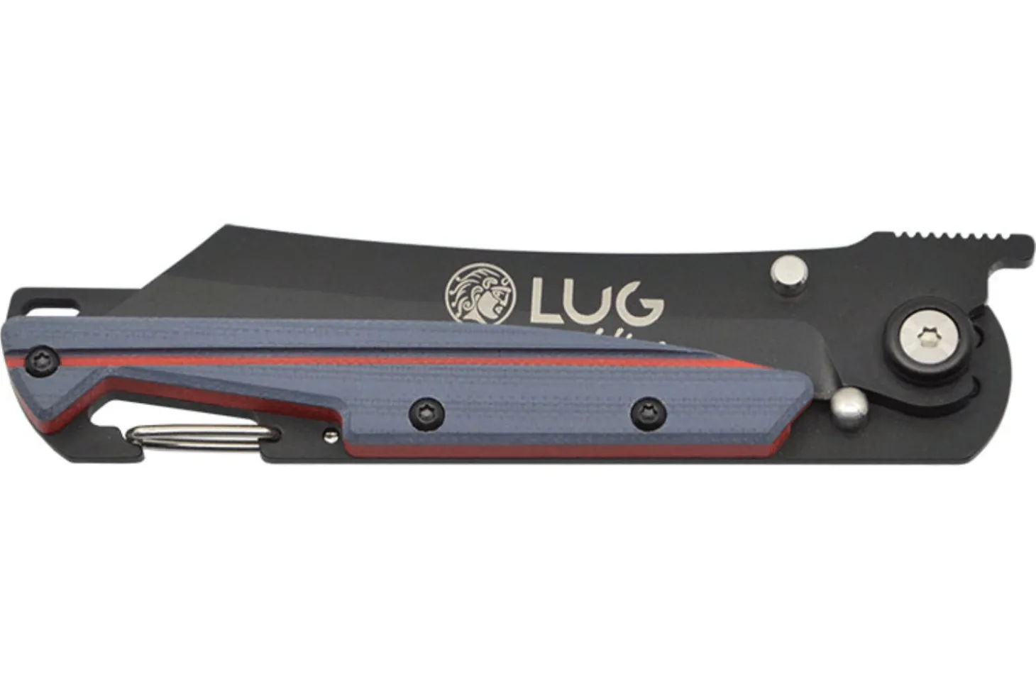 Couteau pliant LUG Higo Titanium LUSP3THRG manche en acier et G10 gris et rouge 11cm