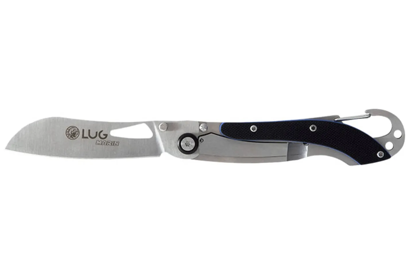 Couteau pliant LUG SP2SBB noir et bleu manche en G10 et acier 11,6cm avec mousqueton