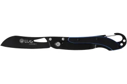 Couteau pliant LUG SP2TBB noir et bleu manche en G10 et acier 11,6cm avec mousqueton