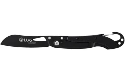 Couteau pliant LUG SP2TB noir manche en G10 et acier 11,6cm avec mousqueton