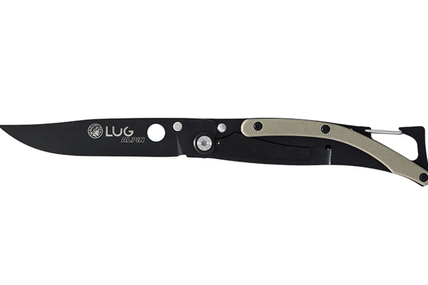 Couteau pliant LUG SP1TD désert manche en G10 et acier 11cm avec mousqueton
