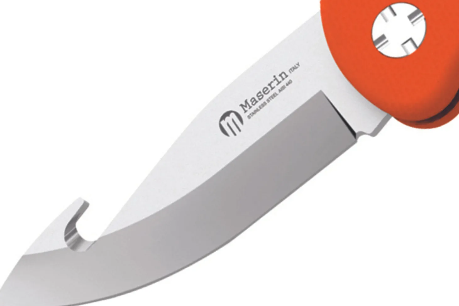 Couteau pliant Maserin Skinner 763 lame crochet guthook manche G10 orange 12,5cm