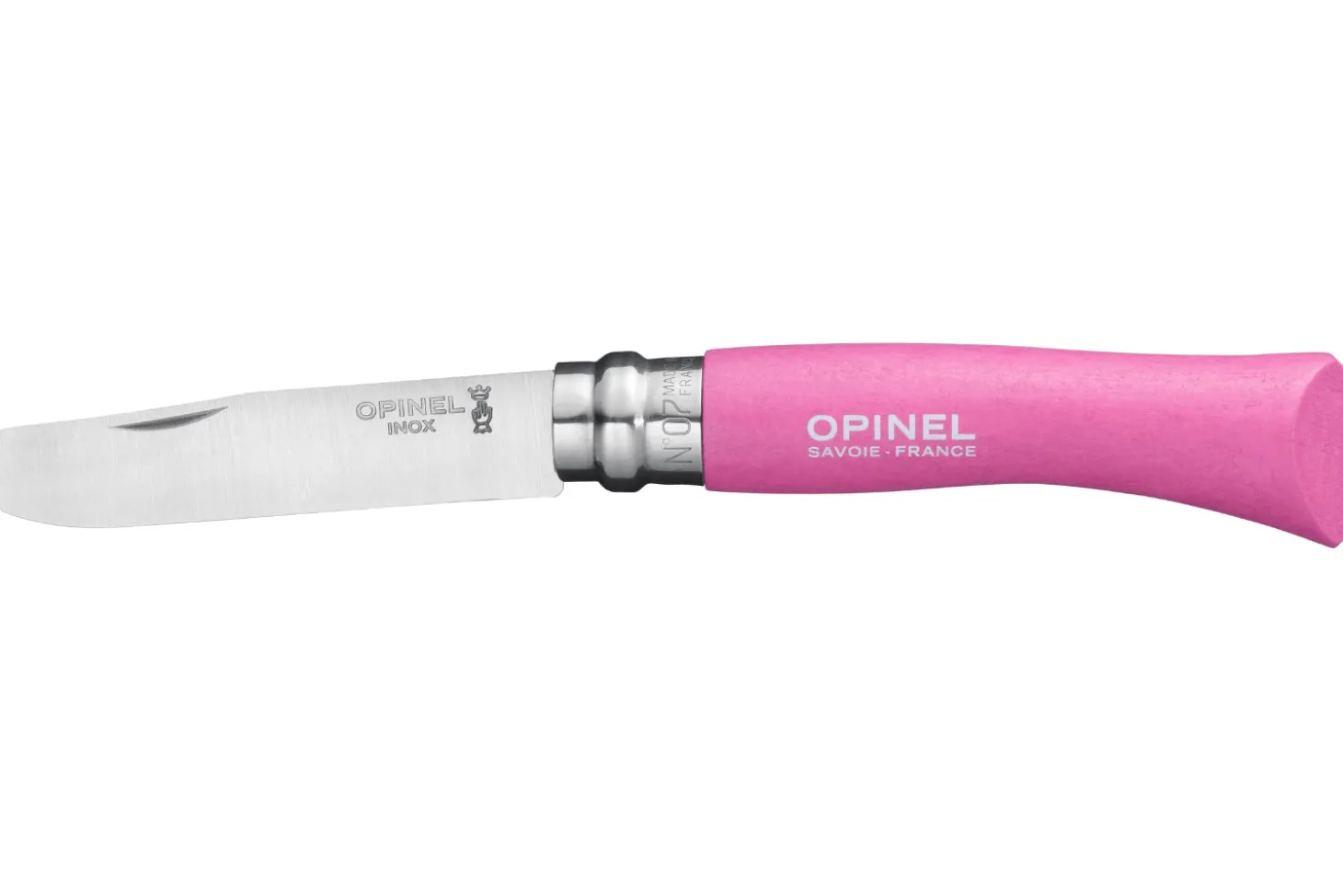 Couteau pliant Mon Premier Opinel n°07 lame 8cm manche en charme fuchsia
