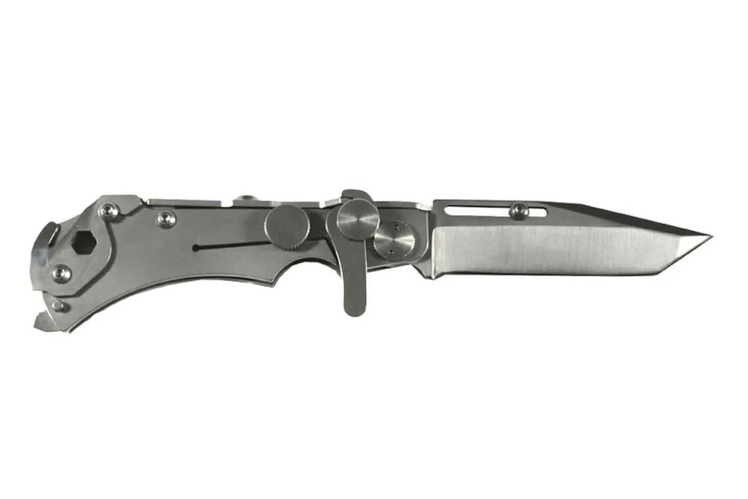Couteau pliant multifonction Wildsteer W Pocket WPO01 lame tanto manche acier 11,7cm avec brise-vitre et coupe-sangle