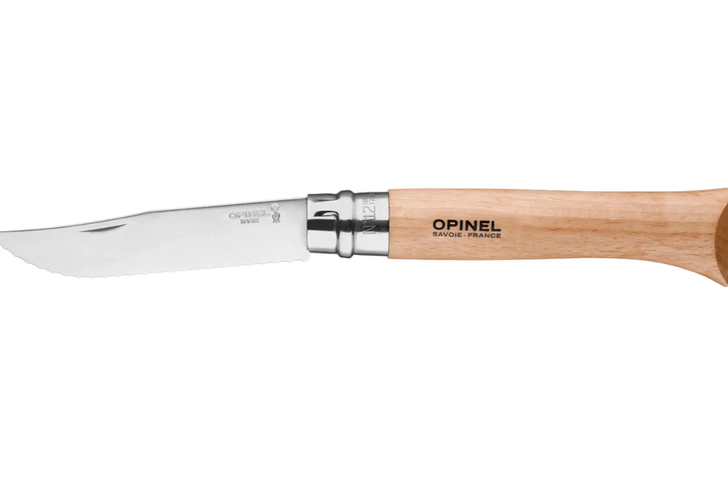Couteau pliant Opinel n°12 lame crantée 12cm manche hêtre