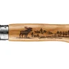 Couteau pliant Opinel Tradition Gravures Animalia Elan n°08 lame 8,5cm manche chêne