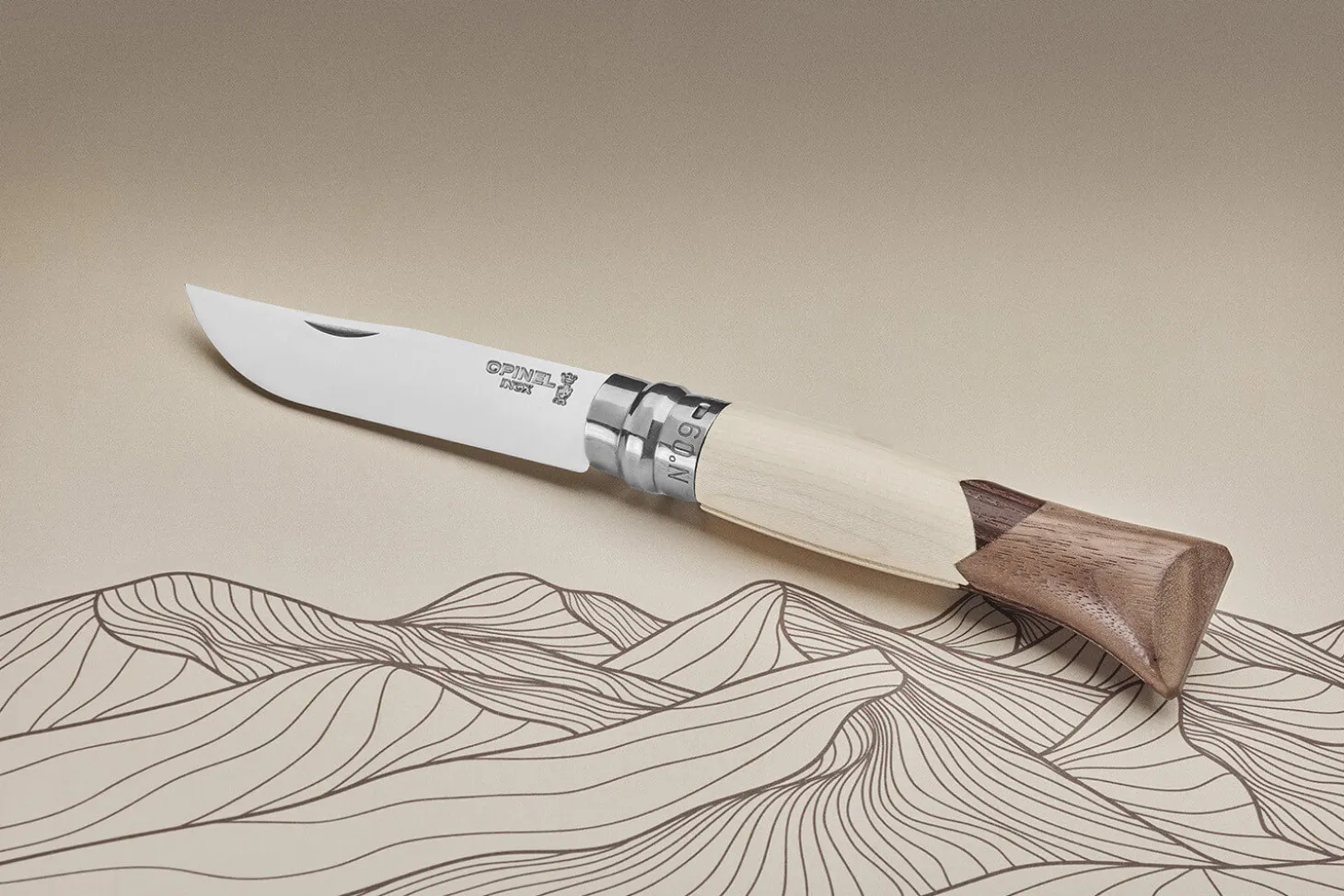 Couteau pliant Opinel Tradition Luxe Cime n°09 lame 9cm manche érable + frêne + noyer
