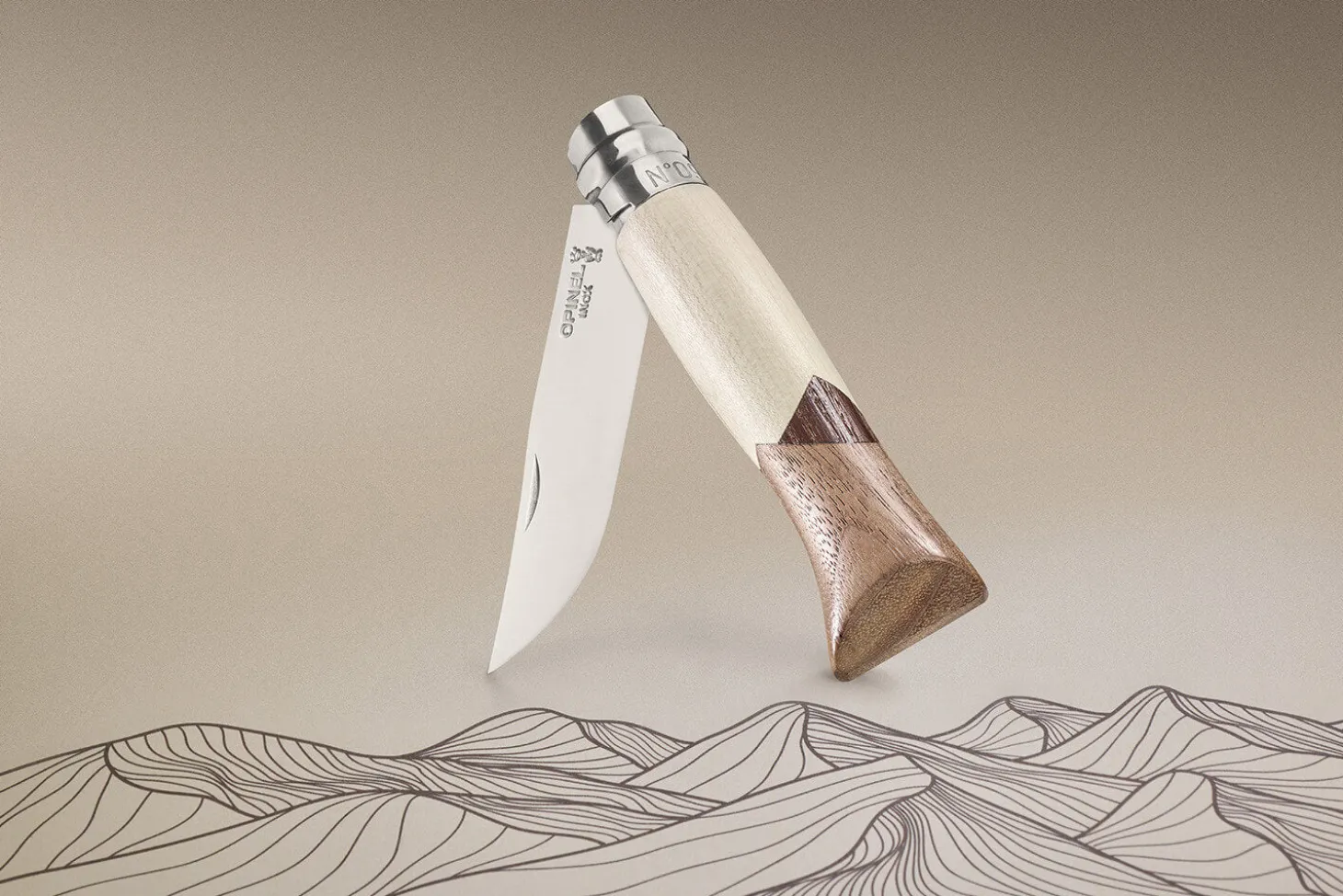 Couteau pliant Opinel Tradition Luxe Cime n°09 lame 9cm manche érable + frêne + noyer