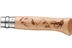 Couteau pliant Opinel Tradition Gravures Rando n°08 lame 8,5cm manche hêtre