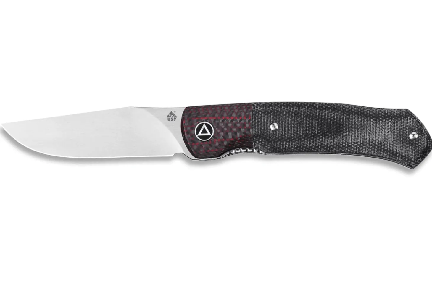Couteau pliant QSP Gannet 137A manche en carbone et micarta noir et rouge 11,4cm