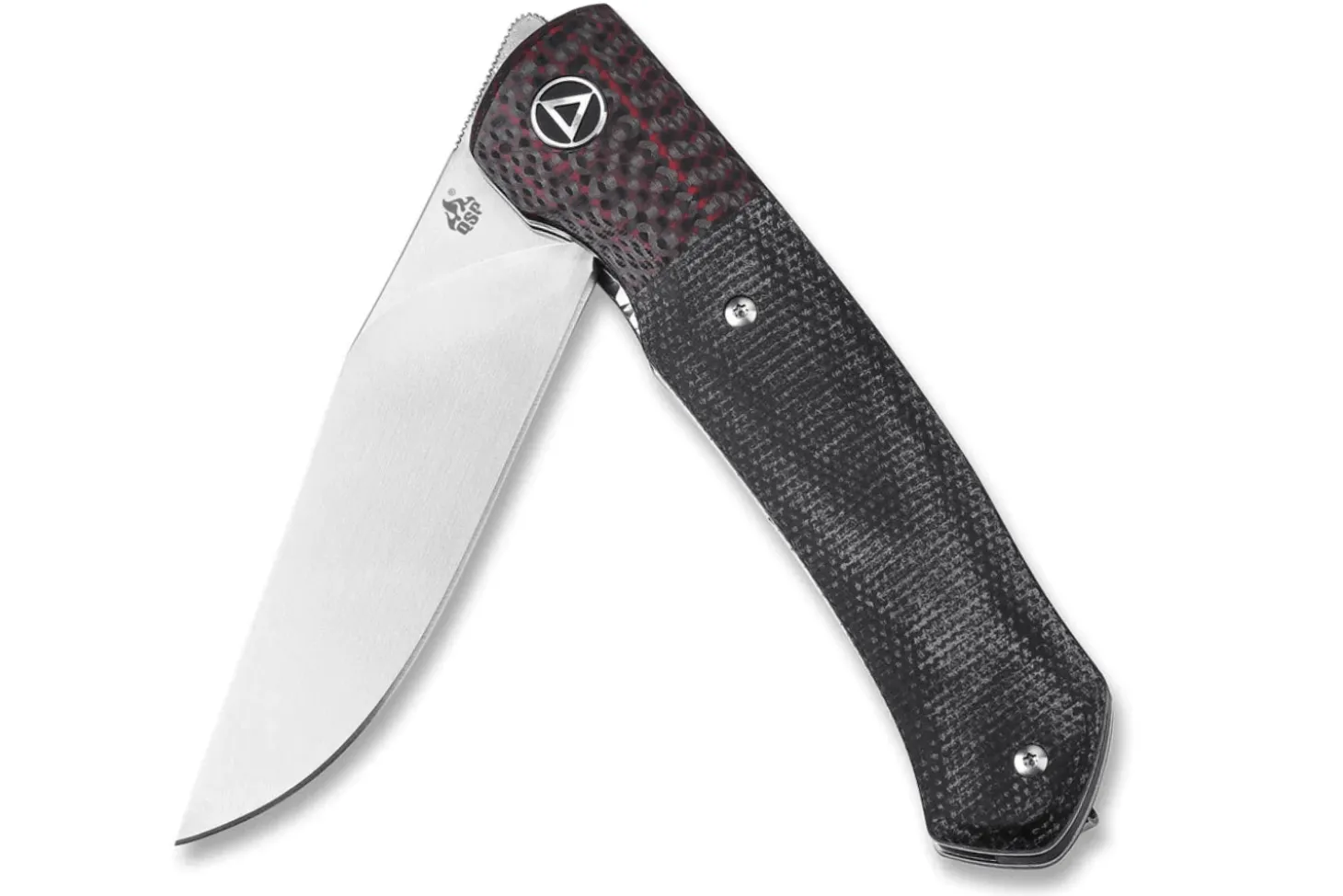 Couteau pliant QSP Gannet 137A manche en carbone et micarta noir et rouge 11,4cm