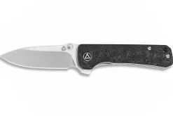 Couteau pliant QSP Hawk 131C manche en fibre de carbone motif damassé 10,5cm