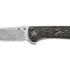 Couteau pliant QSP Hawk 131S acier damas manche en fibre de carbone et cuivre 10,5cm