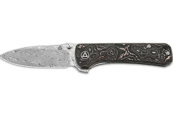 Couteau pliant QSP Hawk 131S acier damas manche en fibre de carbone et cuivre 10,5cm