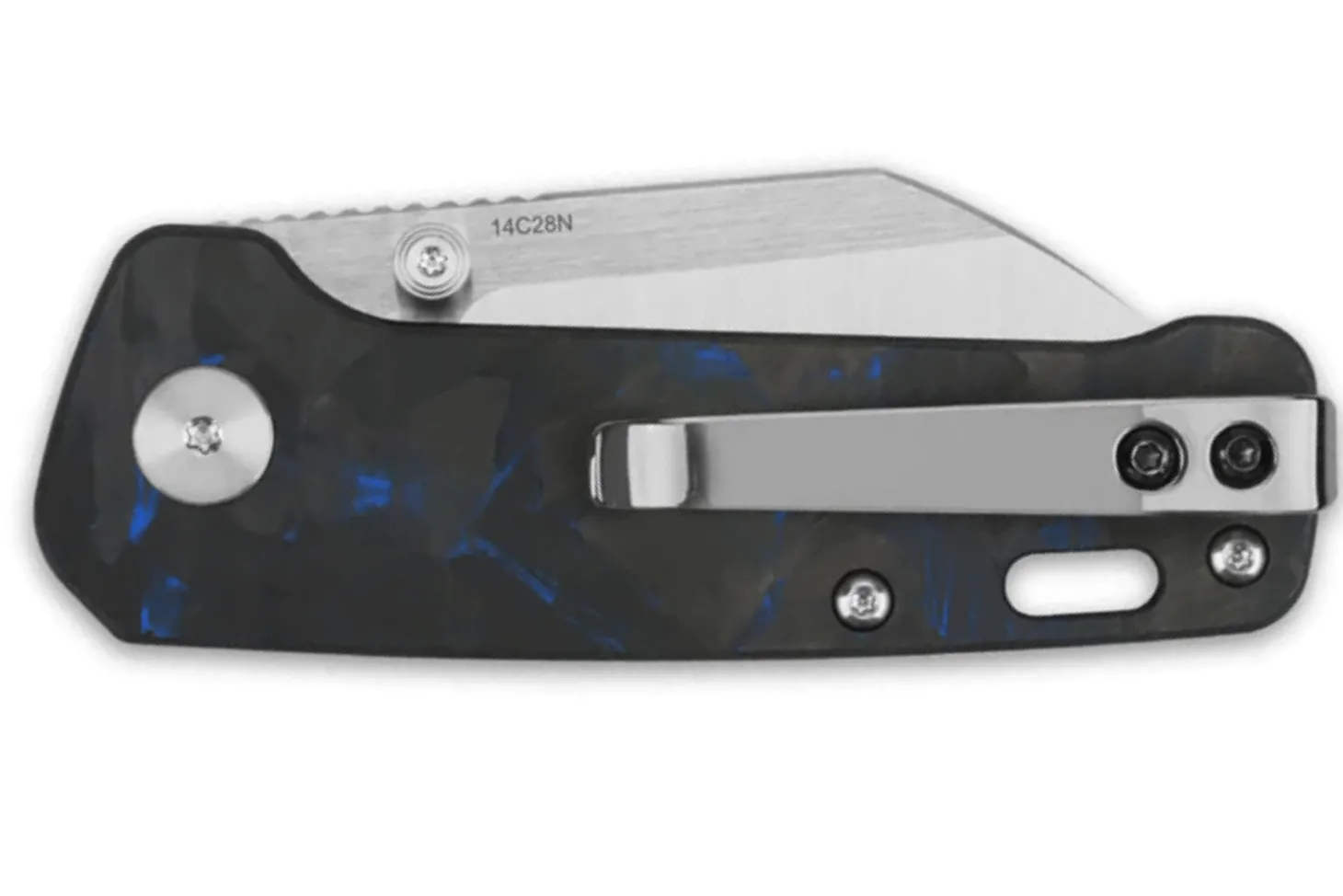 Couteau pliant QSP Penguin Mini 130XSD1 manche en carbone et G10 noir et bleu 8,2cm