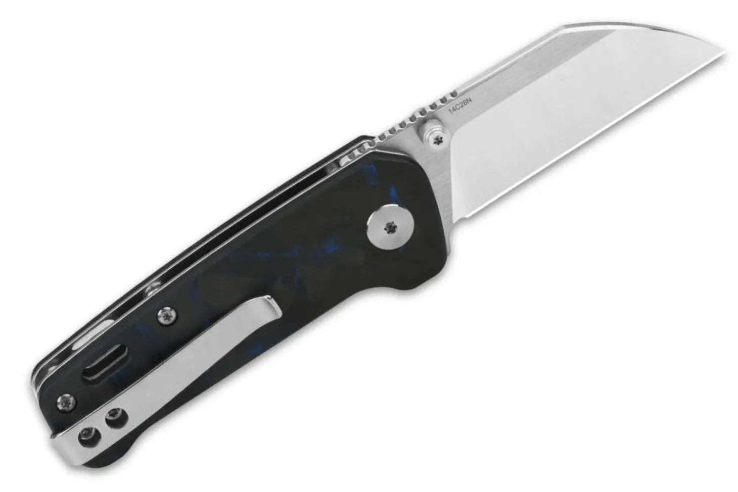 Couteau pliant QSP Penguin Mini 130XSD1 manche en carbone et G10 noir et bleu 8,2cm