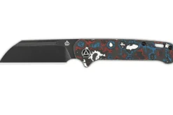 Couteau pliant QSP Penguin 130SJF2 lame noire manche en carbone multicolore 10,3cm